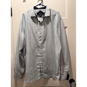 Alex Vando Premium Men's XL Shirt Blue Geometric Print Microfiber Button Down